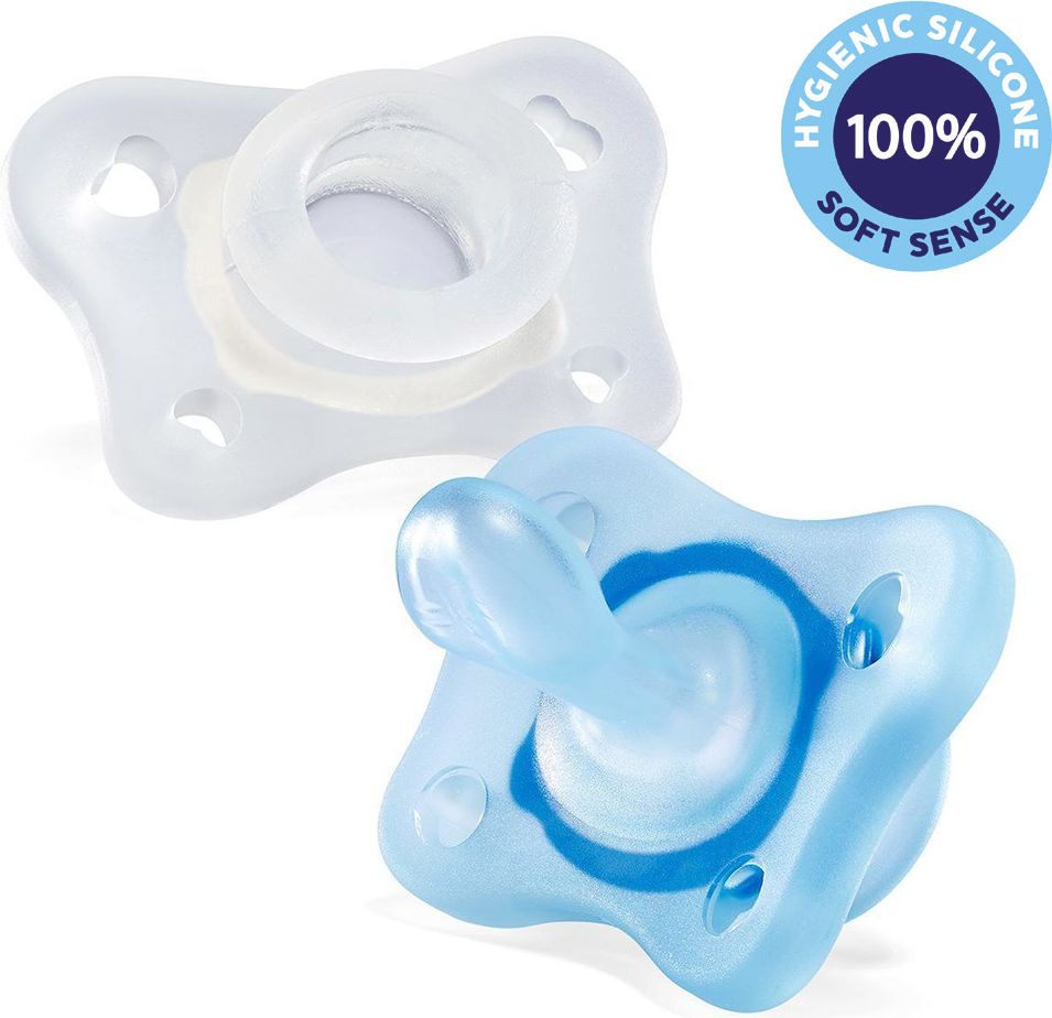 CHICCO Šidítko celosilikonové Mini Soft chlapec 2 ks, 0-2m - obrázek 1