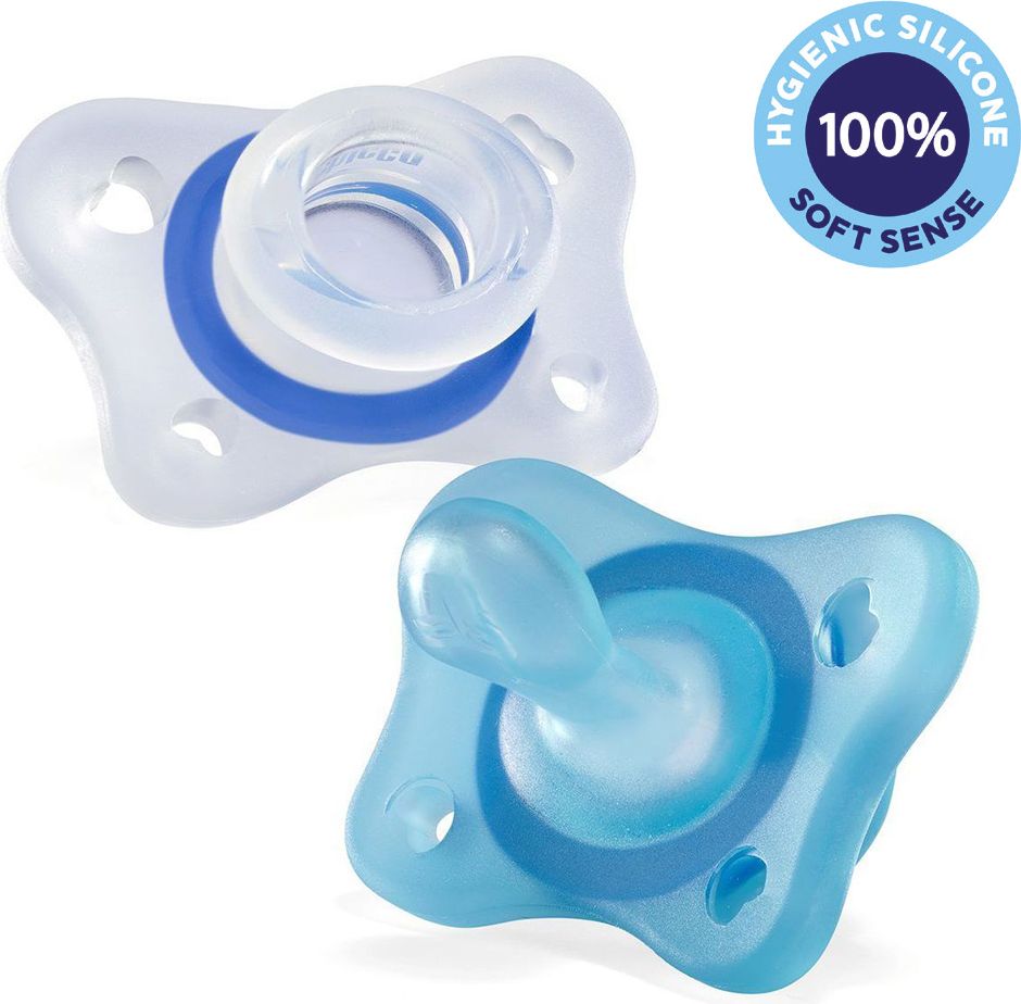CHICCO Šidítko celosilikonové Mini Soft chlapec 2 ks, 2-6m - obrázek 1