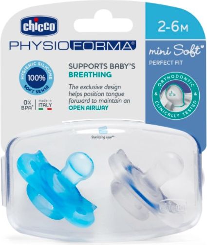 CHICCO Šidítko celosilikonové Mini Soft chlapec 2 ks, 2-6m - obrázek 2