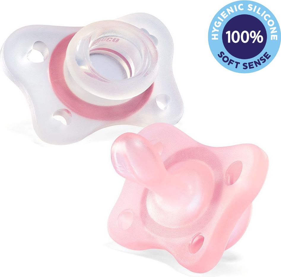 CHICCO Šidítko celosilikonové Mini Soft dívka 2 ks, 2-6m - obrázek 1