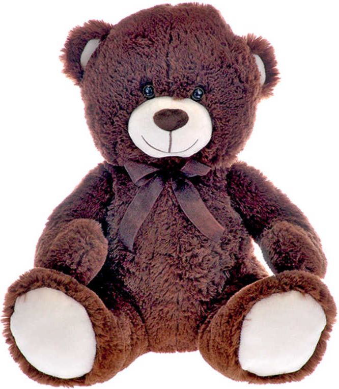 PLYŠ Medvěd 40cm sedící s mašlí tmavě hnědý *PLYŠOVÉ HRAČKY* - obrázek 1