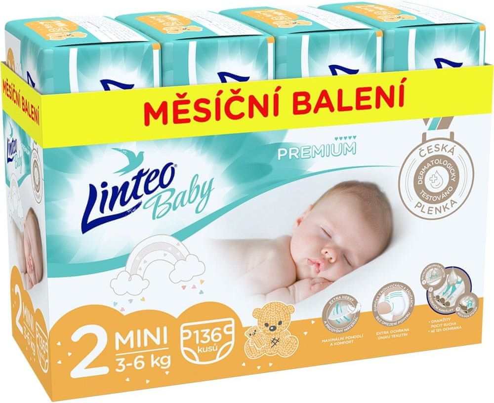 LINTEO Plenky Baby Prémium MINI (3-6 kg) 136 ks - obrázek 1