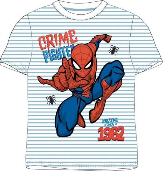 E plus M - Chlapecké bavlněné tričko s krátkým rukávem Spiderman - pruhy - sv. modré 104 - obrázek 1