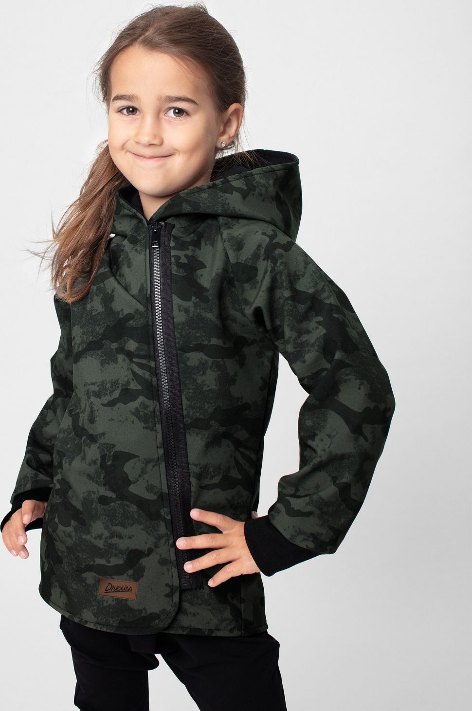 Dětský SOFT kabátek Drexiss ARMY/BLACK Velikost: 110-116 - obrázek 1