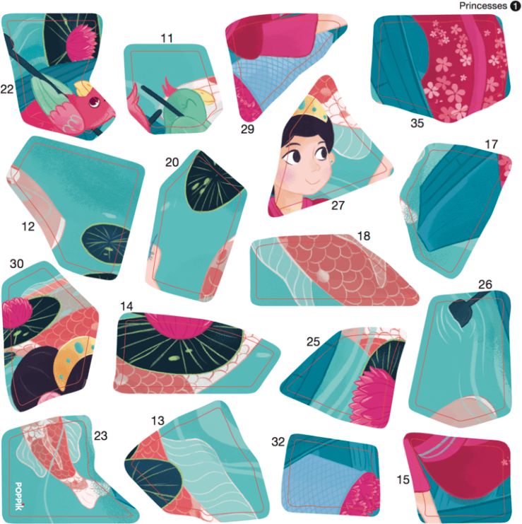 Poppik samolepkové puzzle Princezny - obrázek 4