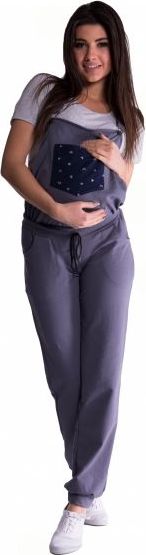 Těhotenské teplákové zahradníky - metalická ocel - XXL (44) - obrázek 1