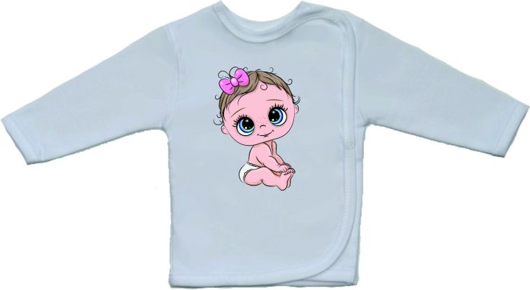 Kojenecká košilka Gama bílá s velkým obrázkem miminko holčička velikost 52 - obrázek 1
