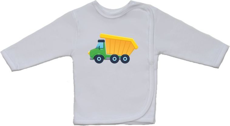 Kojenecká košilka Gama bílá s velkým obrázkem nákladního auta velikost 52 - obrázek 1