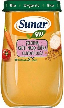 Sunar BIO příkrm Zelenina krůtí m.čočka ol.ol.190g - obrázek 1