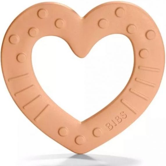 BIBS Baby Bitie Heart Peach - Silikonové kousátko Srdíčko - meruňkové - obrázek 1