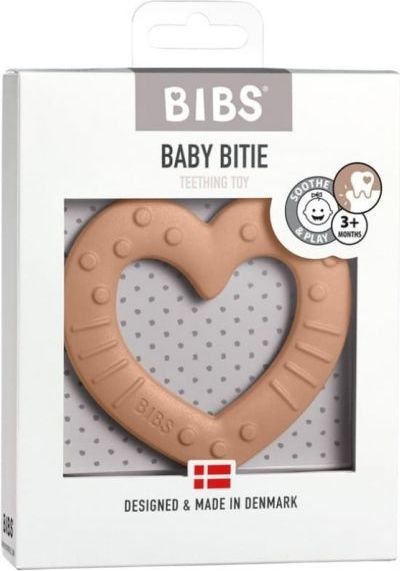 BIBS Baby Bitie Heart Peach - Silikonové kousátko Srdíčko - meruňkové - obrázek 2