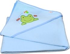 Osuška dětská termofroté BabyNellys - ŽABKA modrá - 100x100cm - obrázek 1