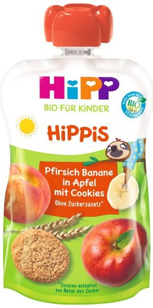 HiPP BIO Hippies Jablko-Broskev od uk. 1. roku, 6x 100 g - obrázek 1