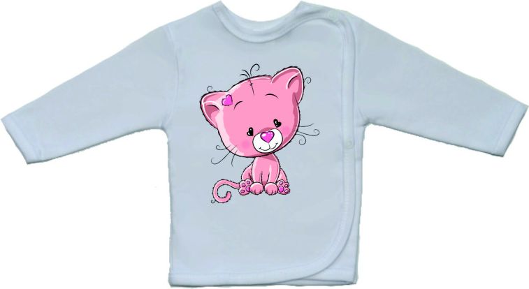 Bavlněná košilka pro miminko Gama větší roztomilá růžová kočička velikost 52 - obrázek 1