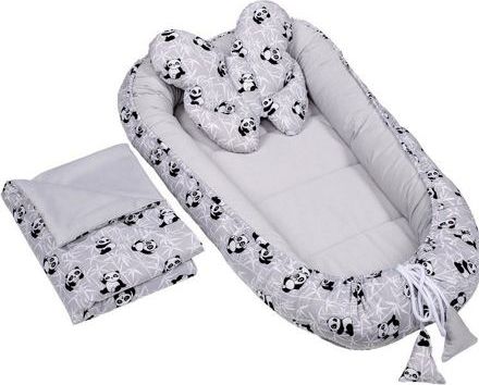 Velvet set s hnízdečkem Infantilo grey/pandas - obrázek 1