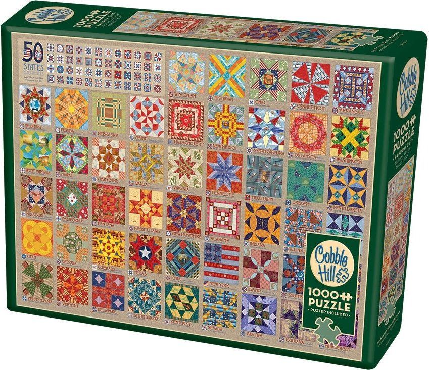 COBBLE HILL Puzzle 50 státních prošívaných přikrývek 1000 dílků - obrázek 2
