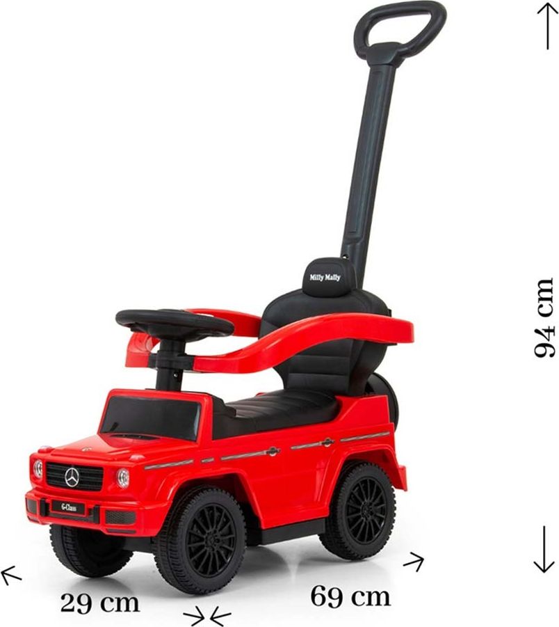 Odrážedlo s vodící tyčí MERCEDES G350d Milly Mally Varianta: červené - červená - obrázek 5