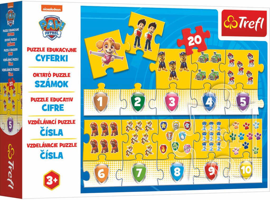 TREFL PUZZLE Vzdělávací čísla Tlapková Patrola skládačka 117x20cm 20 dílků - obrázek 1