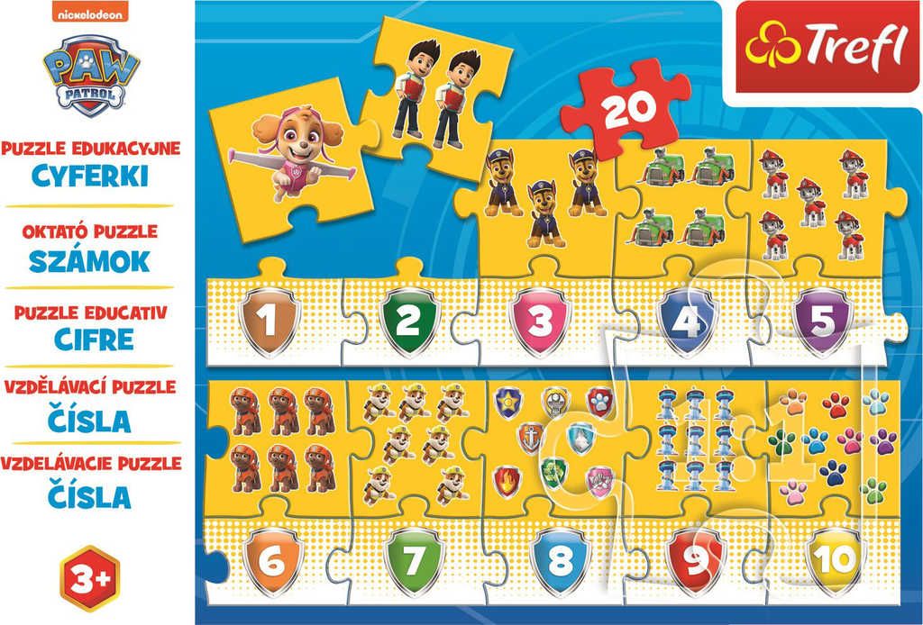 TREFL PUZZLE Vzdělávací čísla Tlapková Patrola skládačka 117x20cm 20 dílků - obrázek 3