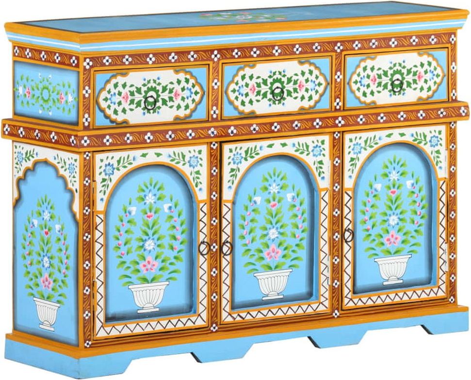 shumee Ručně malovaná skříňka barevná Mango dřevo 110x30x76 cm - obrázek 1