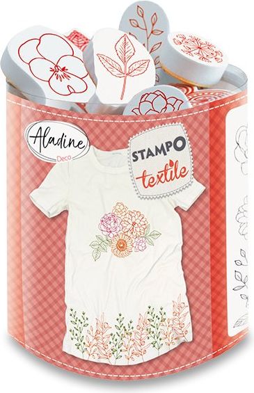 AladinE Razítka Stampo Textile Květiny a věnečky, 19 ks - obrázek 1