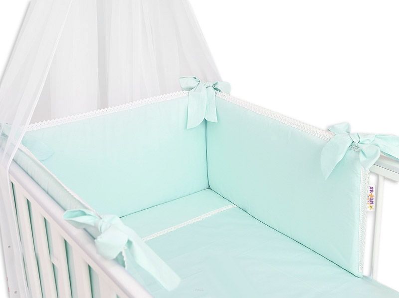Baby Nellys Luxusní 3-dílná sada Mantinel s povlečením Royal Baby - mátová - 120x90 - obrázek 1