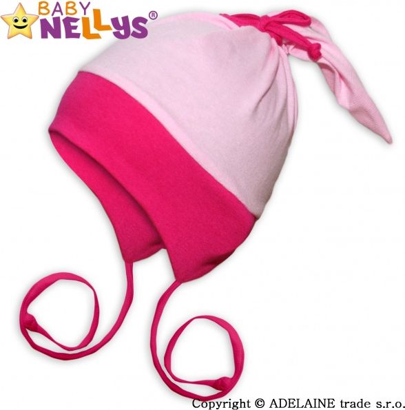 Baby Nellys Bavlněná čepička Baby Nellys ® - Zajíček Duo - růžová - obrázek 1
