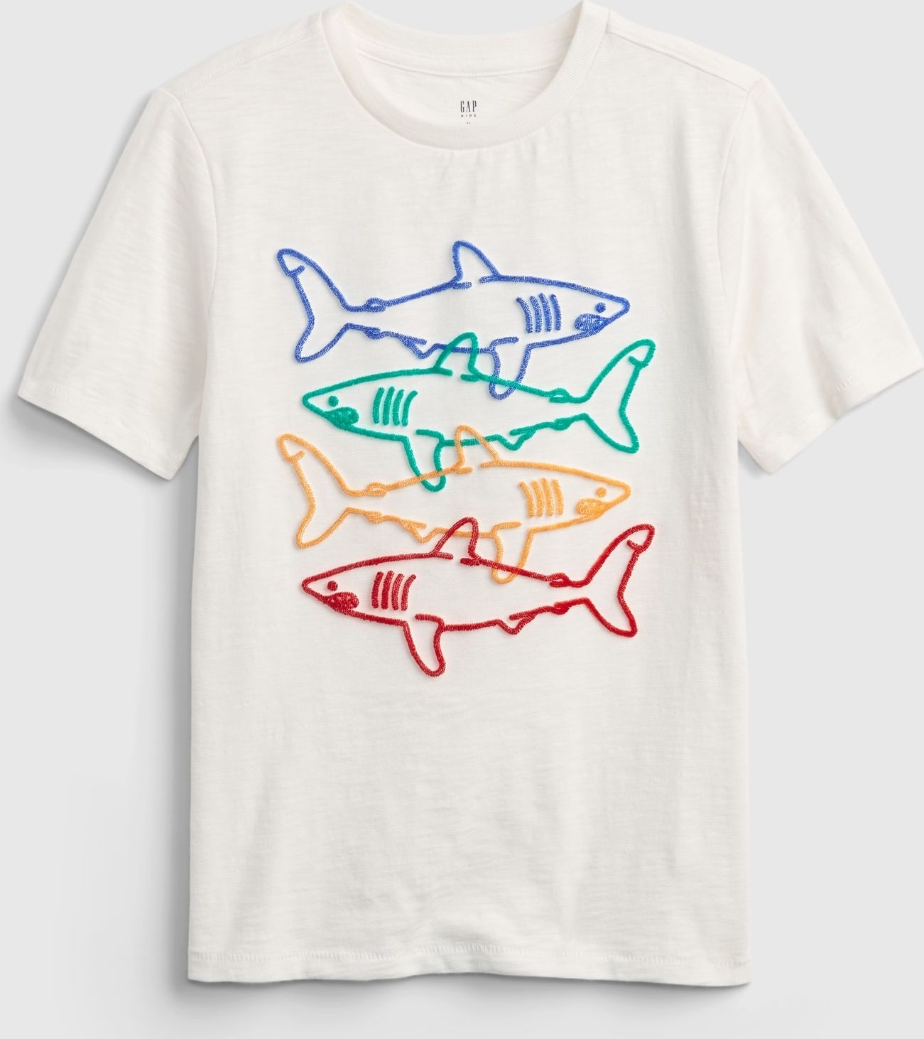 GAP bílé dětské tričko shark graphic t-shirt - XS - obrázek 1