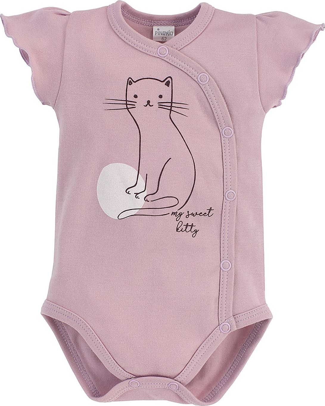 PINOKIO Body na zapínání krátký rukáv Cat Sweet cherry vel. 62 - obrázek 1