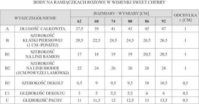 PINOKIO Body tílko Sweet cherry vel. 80 - obrázek 2