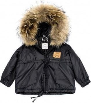 LATTANTE bunda s kapucí úmělá kožešina černá 104/110 cm - obrázek 1