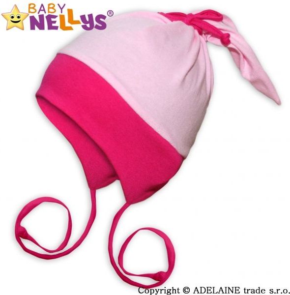 Bavlněná čepička Baby Nellys ® - Zajíček DUO - růžová - obrázek 1