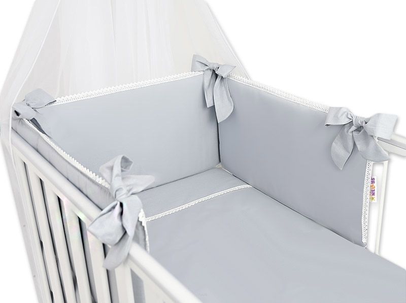 Baby Nellys Luxusní 3-dílná sada Mantinel s povlečením Royal Baby - šedá - 120x90 - obrázek 1