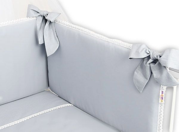 Baby Nellys Luxusní 3-dílná sada Mantinel s povlečením Royal Baby - šedá - 120x90 - obrázek 2