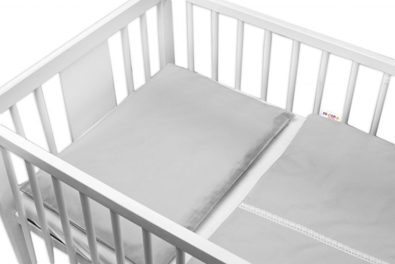 Baby Nellys Luxusní 3-dílná sada Mantinel s povlečením Royal Baby - šedá - 120x90 - obrázek 4