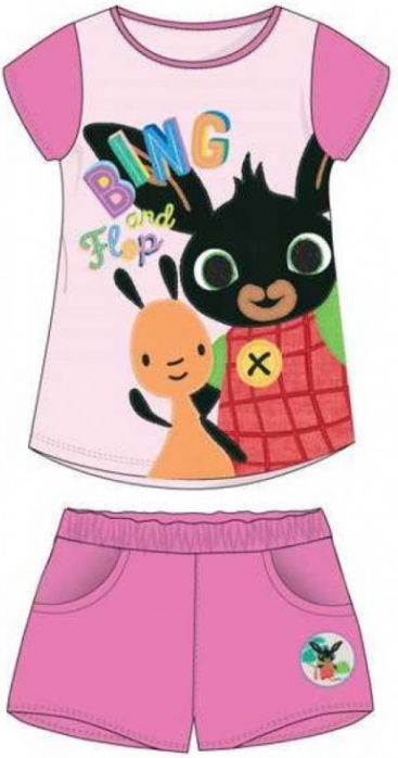 Setino - Dívčí bavlněný letní set zajíček Bing a Flop - růžový 110 - obrázek 1