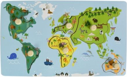 Adam Toys Edukační vkládačka s úchyty - Mapa Světa - obrázek 1