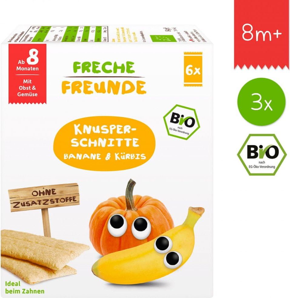 Freche Freunde BIO Křupavé oplatky - Banán a dýně 3x (6x 14g) - obrázek 1