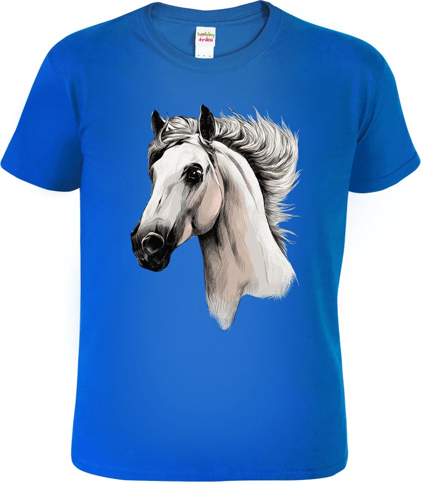Hobbytriko Dětské tričko s koněm - Bělouš Barva: Královská modrá (05), Velikost: 8 let / 134 cm - obrázek 1