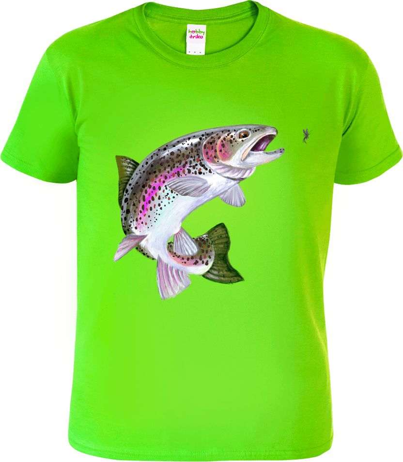 Hobbytriko Dětské rybářské tričko - Pstruh duhový Barva: Apple Green (92), Velikost: 6 let / 122 cm - obrázek 1