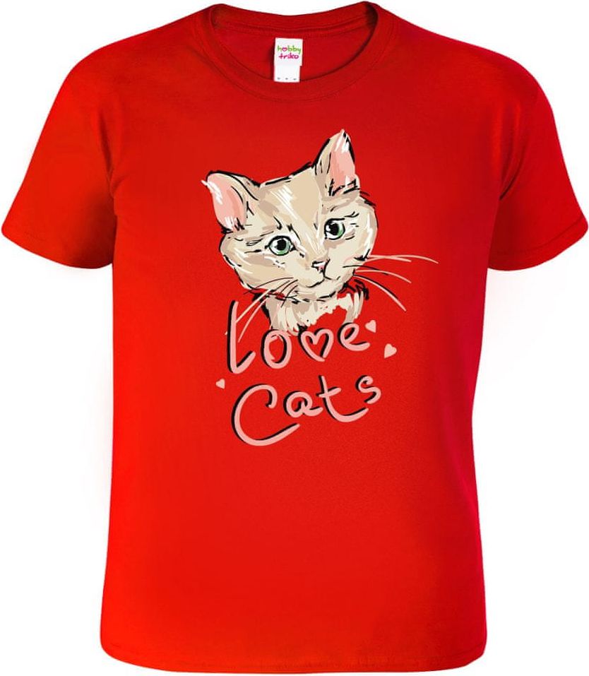 Hobbytriko Dětské tričko s kočkou - Love Cats Barva: Červená (07), Velikost: 4 roky / 110 cm - obrázek 1