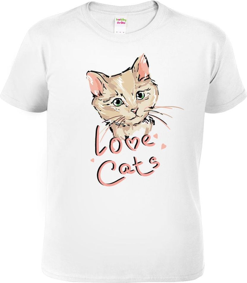 Hobbytriko Dětské tričko s kočkou - Love Cats Barva: Bílá (00), Velikost: 6 let / 122 cm - obrázek 1