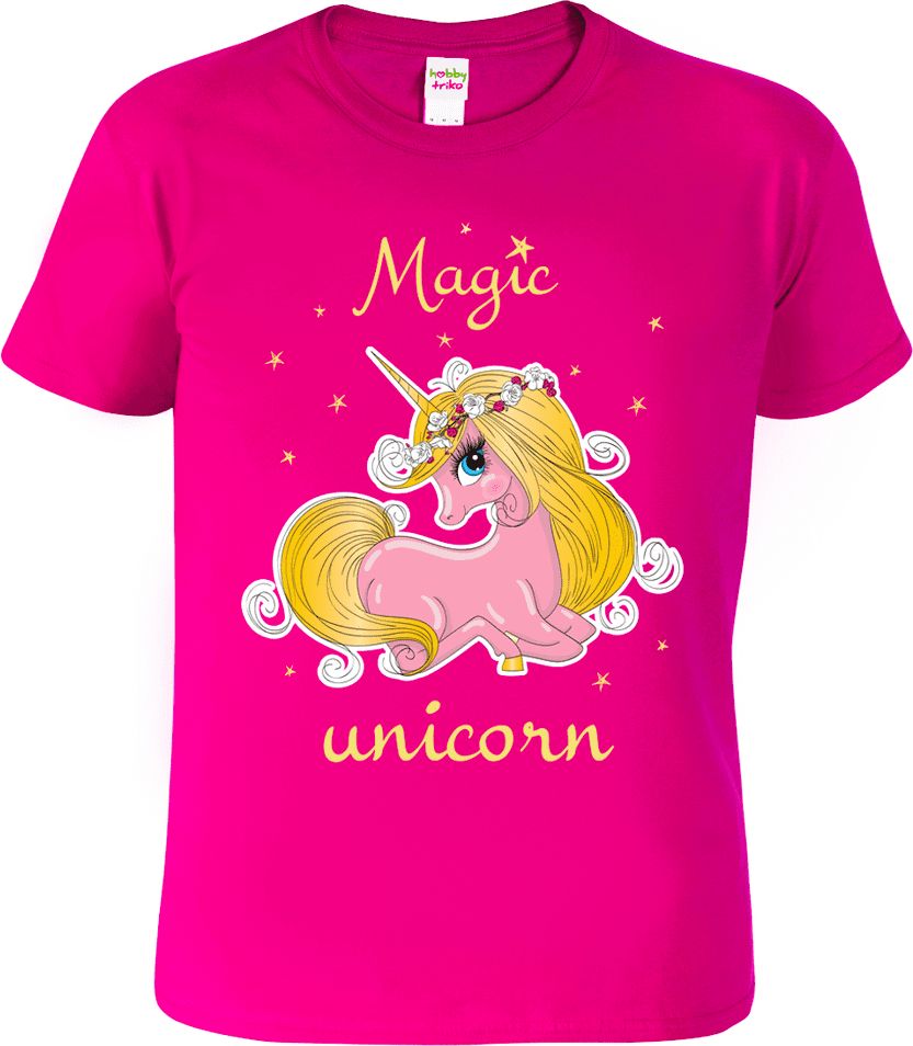 Hobbytriko Tričko s jednorožcem - Magic unicorn Barva: Malinová (63), Velikost: 4 roky / 110 cm - obrázek 1