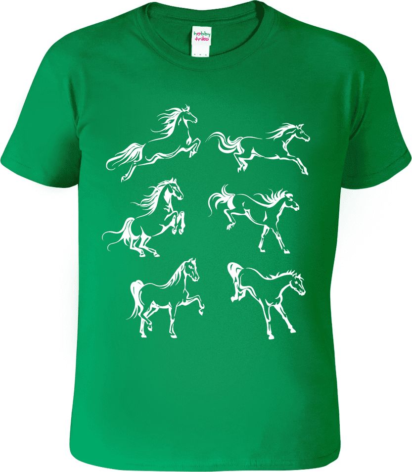 Hobbytriko Dětské tričko s koněm - Koně Barva: Středně zelená (16), Velikost: 10 let / 146 cm - obrázek 1