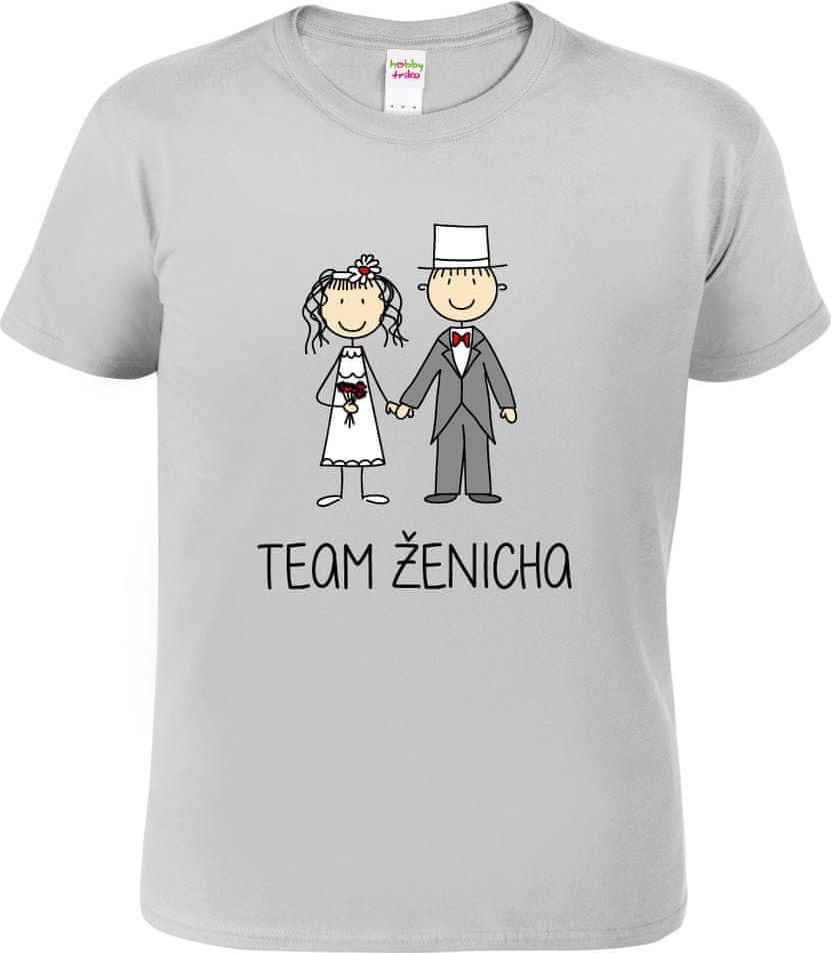 Hobbytriko Pánské svatební tričko - Team ženicha (figurka) Barva: Světle šedý melír (03), Velikost: 2XL - obrázek 1
