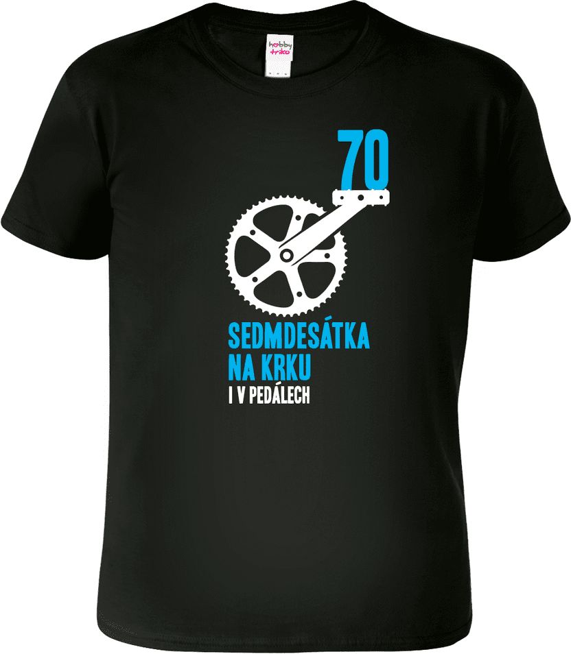 Hobbytriko Pánské tričko pro cyklistu - Sedmdesátka na krku Barva: Černá (01), Velikost: S - obrázek 1