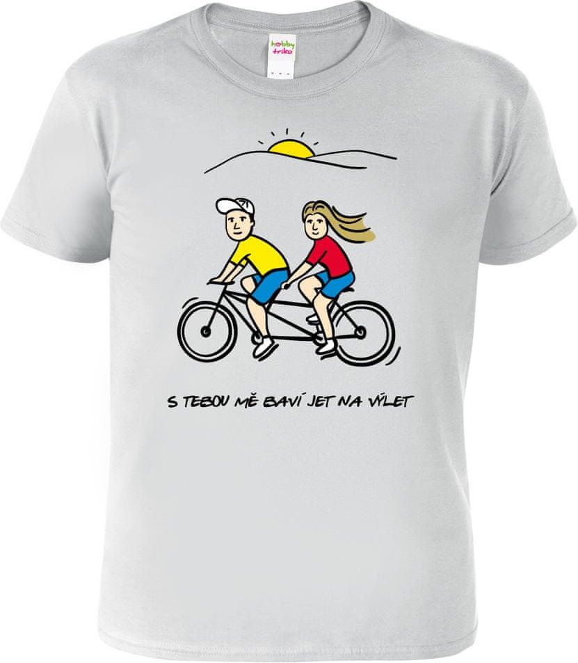 Hobbytriko Dětské tričko pro cyklistu - Dvojkolo Barva: Světle šedý melír (03), Velikost: 12 let / 158 cm - obrázek 1