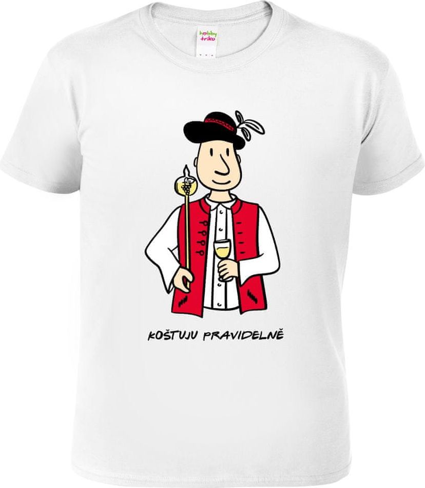 Hobbytriko Vtipné tričko - Vinař v moravském kroji s koštýřem Barva: Bílá, Velikost: 3XL - obrázek 1