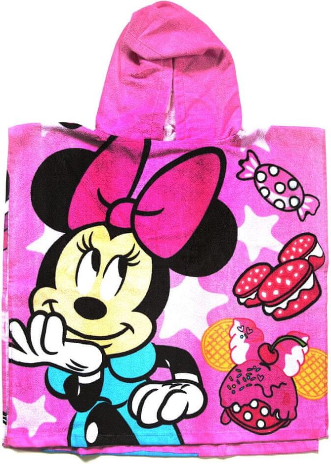 SETINO Dětská bavlněné pončo osuška s kapucí "Minnie Mouse" - růžová - obrázek 1