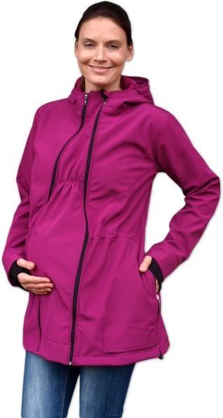 Bunda pro nosící, těhotné - softshellová (přední nošení), fuchsiová, vel. M/L - M/L - obrázek 2